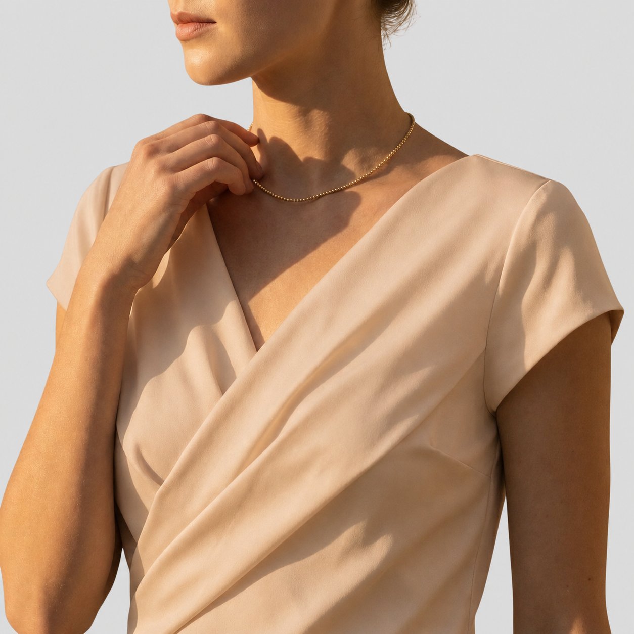 Amelia Women's Draped Wrap Blouse | V-Neck Cap Sleeve 3