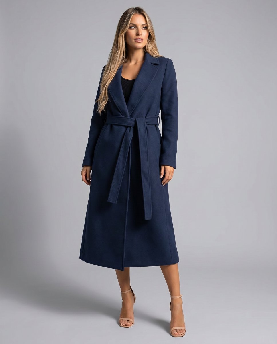 Sable Women's Long-Line Trench Coat | Wool-Blend Belted Overcoat 3