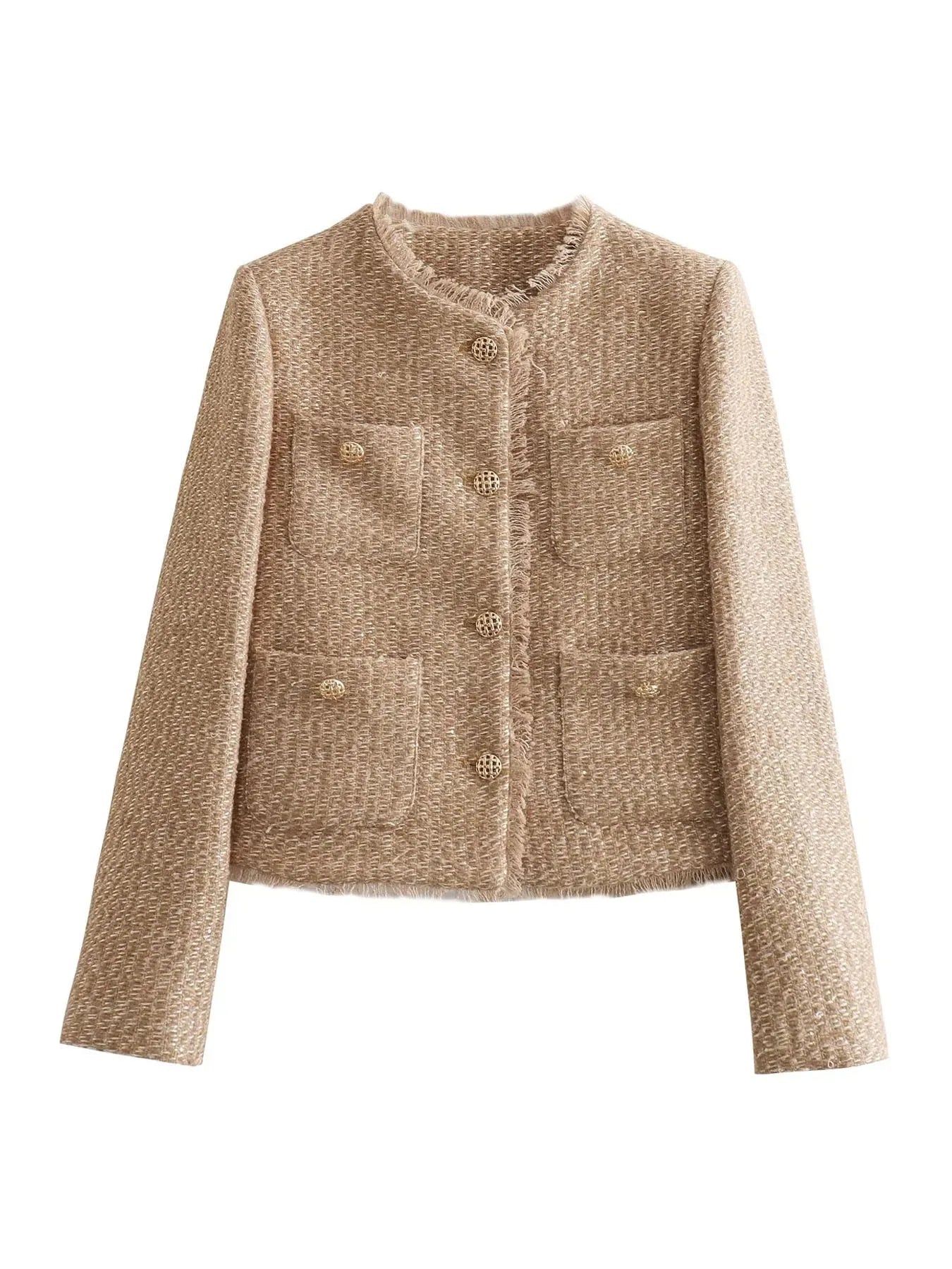 Charlotte Women's Short Tweed Blazer | Cropped Tailored Jacket with Button Closure 4