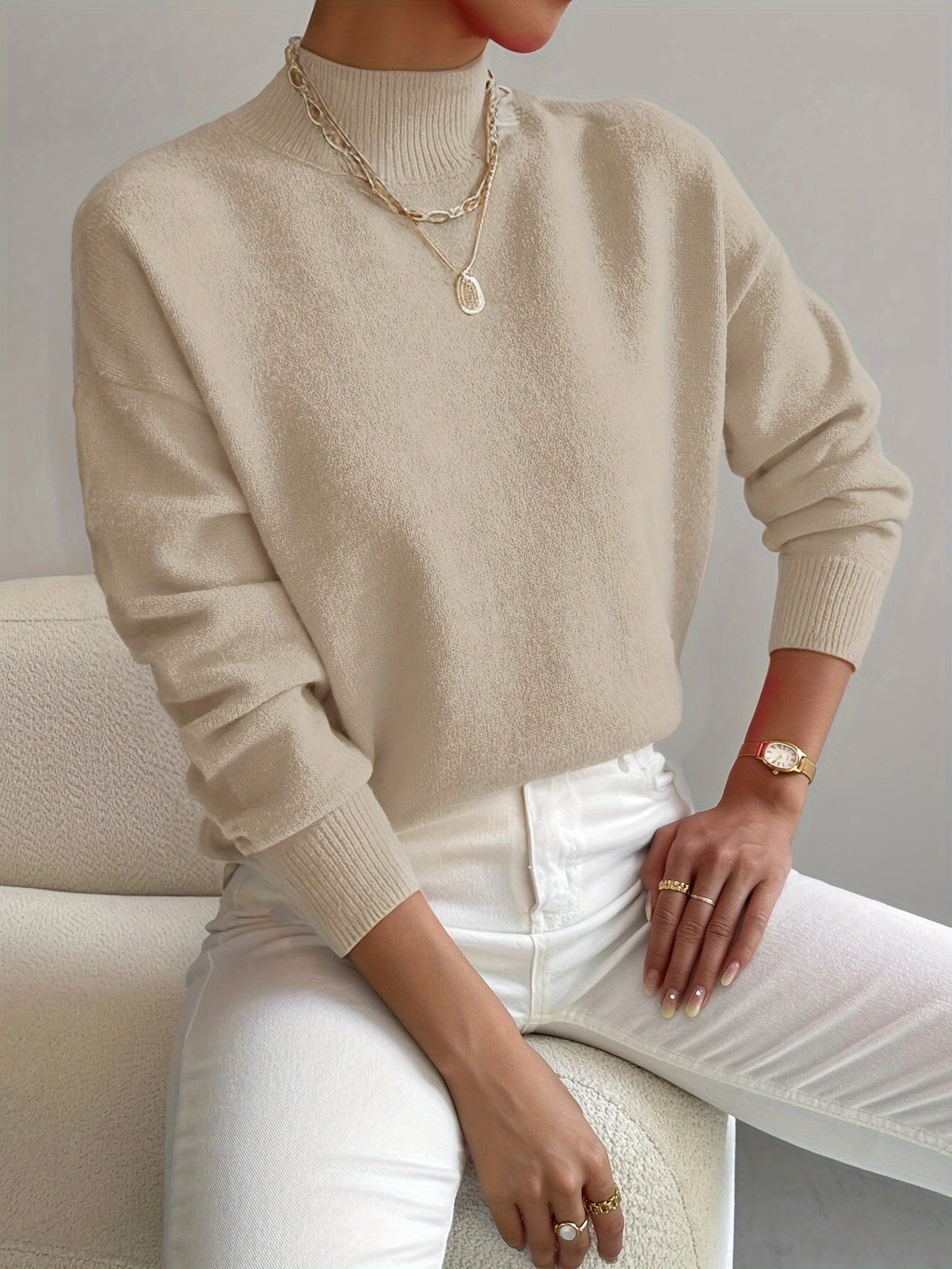 Emily Women's Sweater | Mock Neck, Relaxed Fit for Spring 4