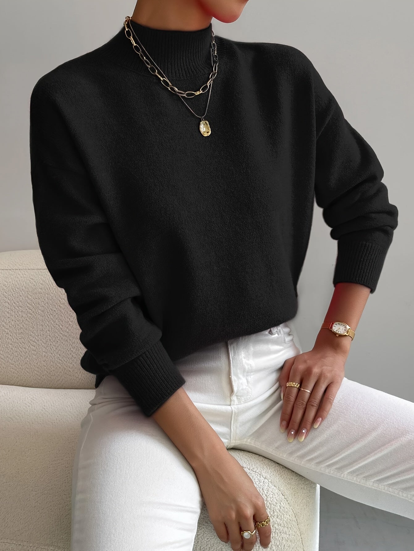 Emily Women's Sweater | Mock Neck, Relaxed Fit for Spring 5