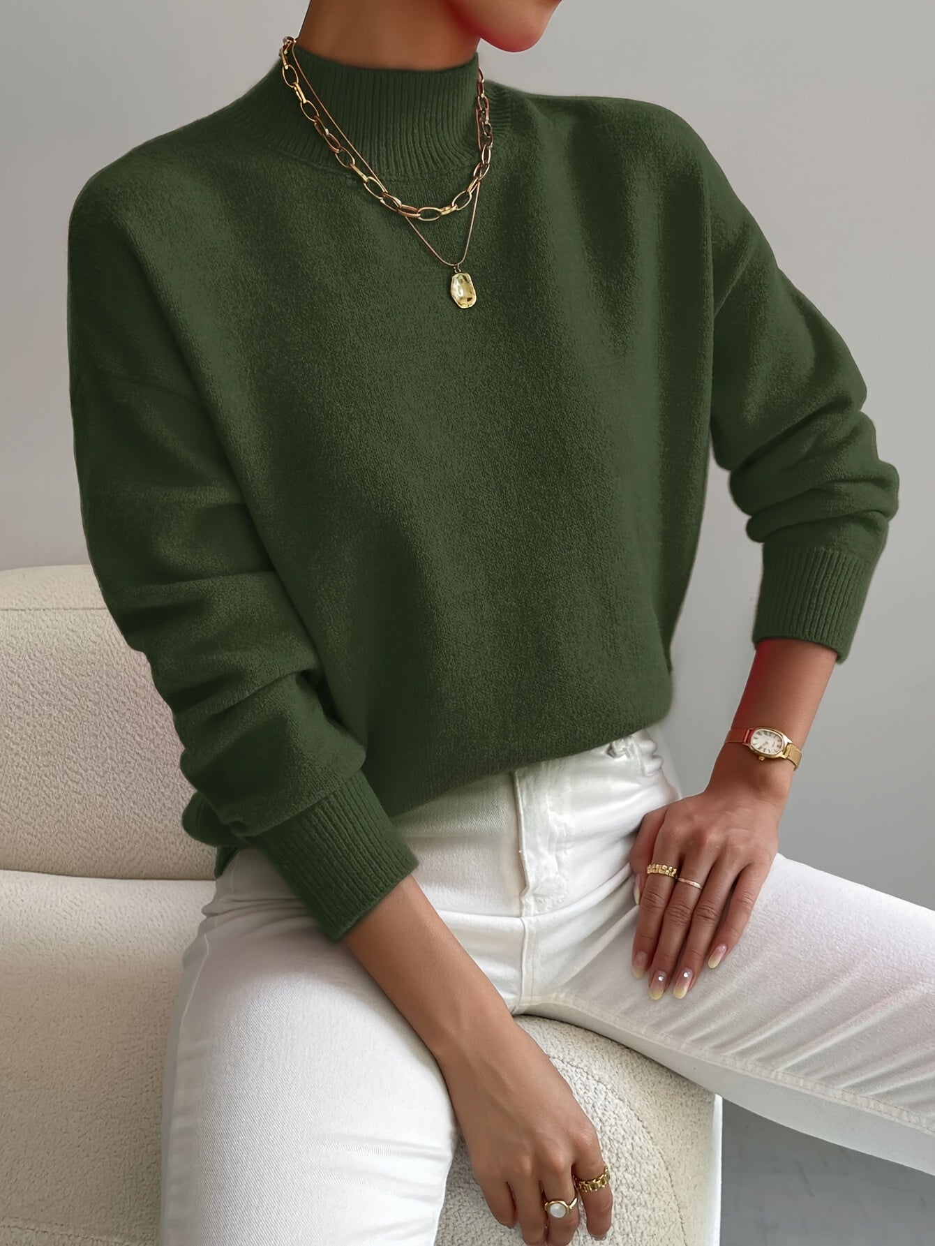 Emily Women's Sweater | Mock Neck, Relaxed Fit for Spring 7