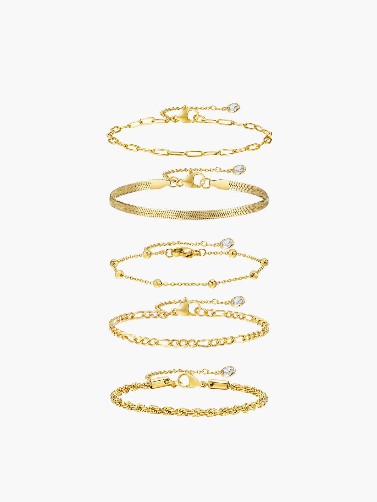 Gina Women's Bracelet Set | Gold Titanium Steel, Adjustable Geometric Design 1