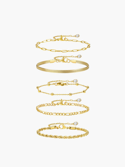 Gina Women's Bracelet Set | Gold Titanium Steel, Adjustable Geometric Design 1