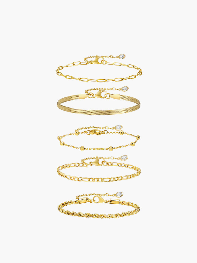 Gina Women's Bracelet Set | Gold Titanium Steel, Adjustable Geometric Design 1