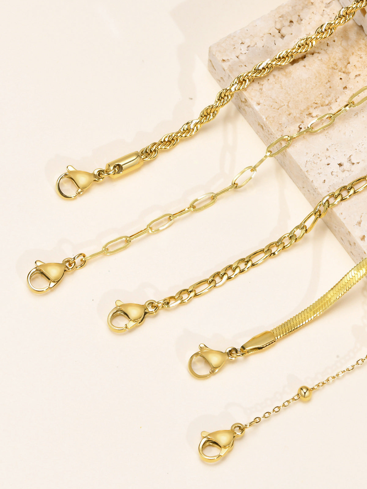 Gina Women's Bracelet Set | Gold Titanium Steel, Adjustable Geometric Design 2