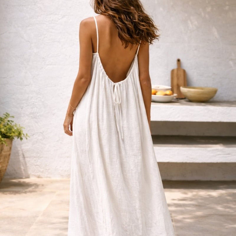Isla Women's Maxi Dress | Linen, Adjustable Straps, Pockets 1