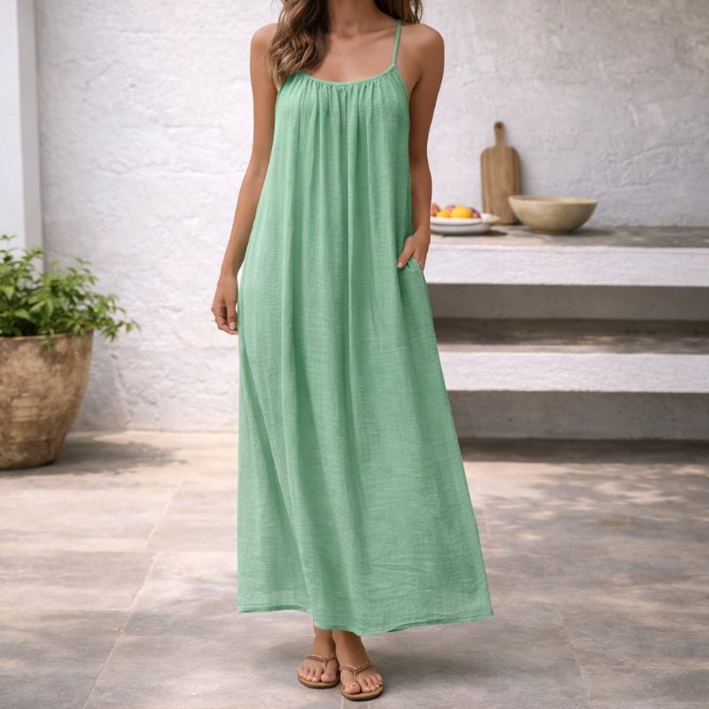 Isla Women's Maxi Dress | Linen, Adjustable Straps, Pockets 7