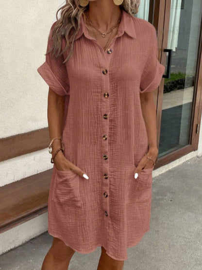 Isla Women's Shirt Dress | Cotton-Linen Blend, Relaxed Fit with Pockets 5