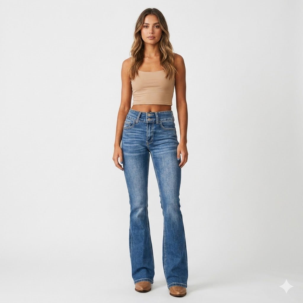 Ivy Women's Jeans | High-Waist Flare Medium-Wash Denim 0