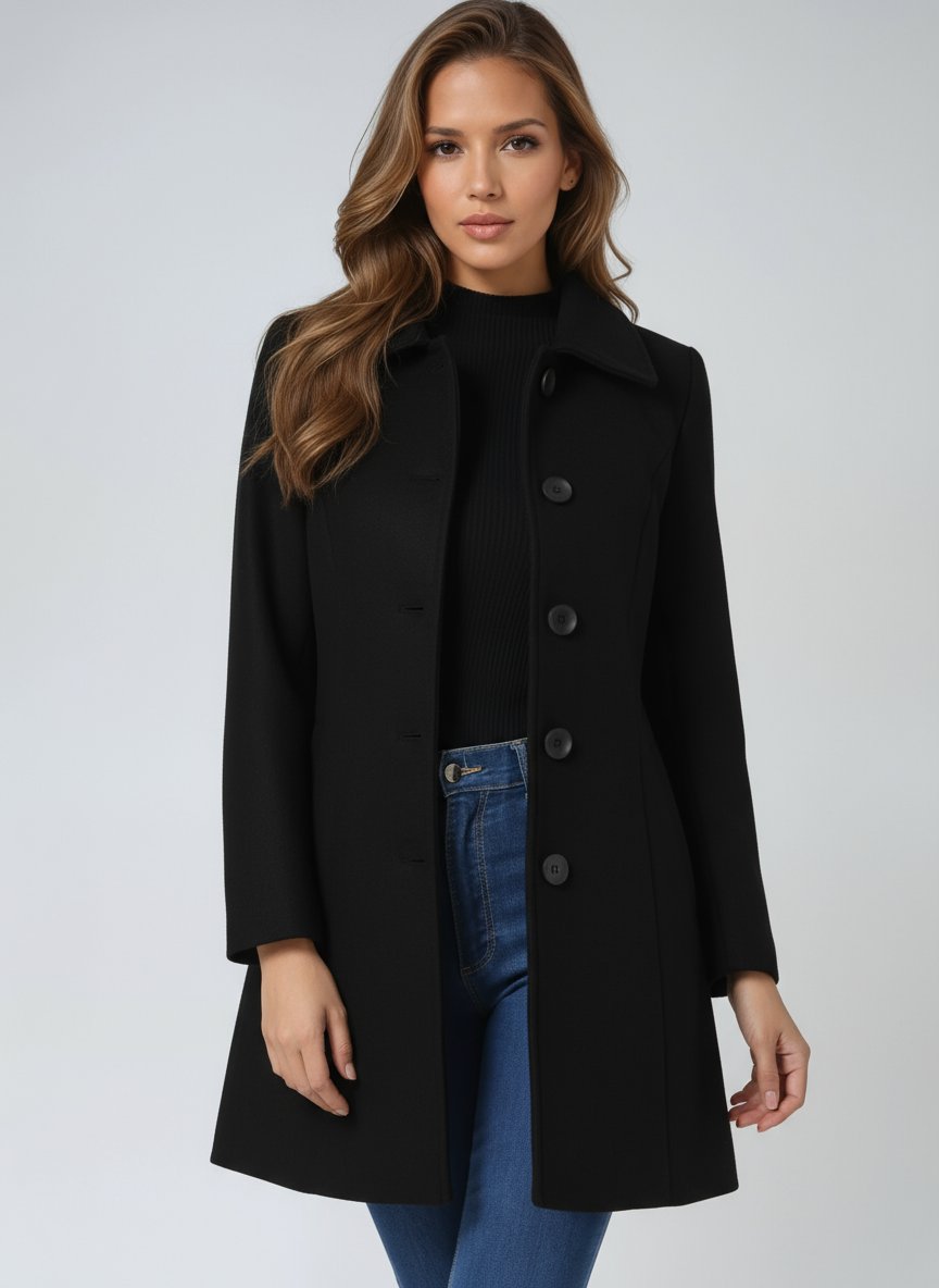 Luna Women's Winter Coat | Midi Length, Single-Breasted Structured Design 0