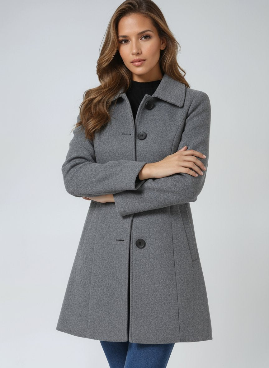 Luna Women's Winter Coat | Midi Length, Single-Breasted Structured Design 2