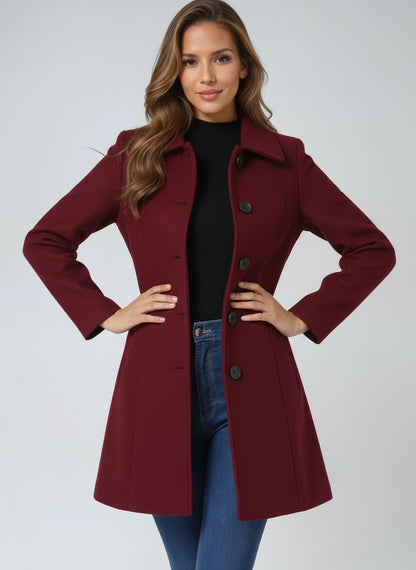 Luna Women's Winter Coat | Midi Length, Single-Breasted Structured Design 5