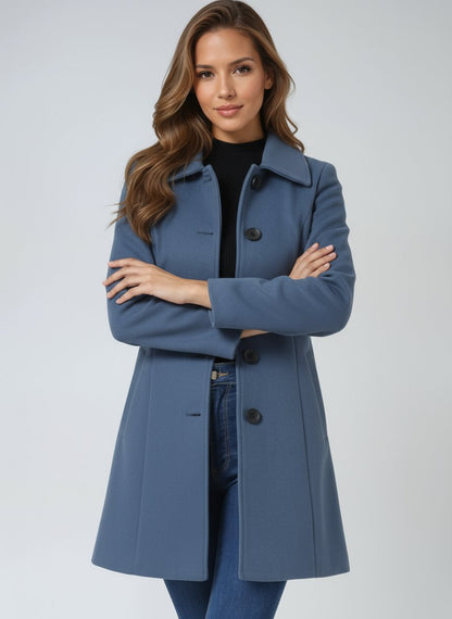 Luna Women's Winter Coat | Midi Length, Single-Breasted Structured Design 7