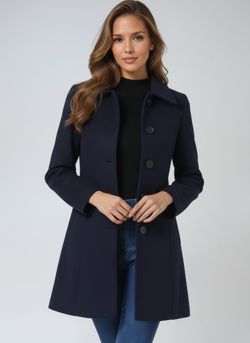 Luna Women's Winter Coat | Midi Length, Single-Breasted Structured Design 8