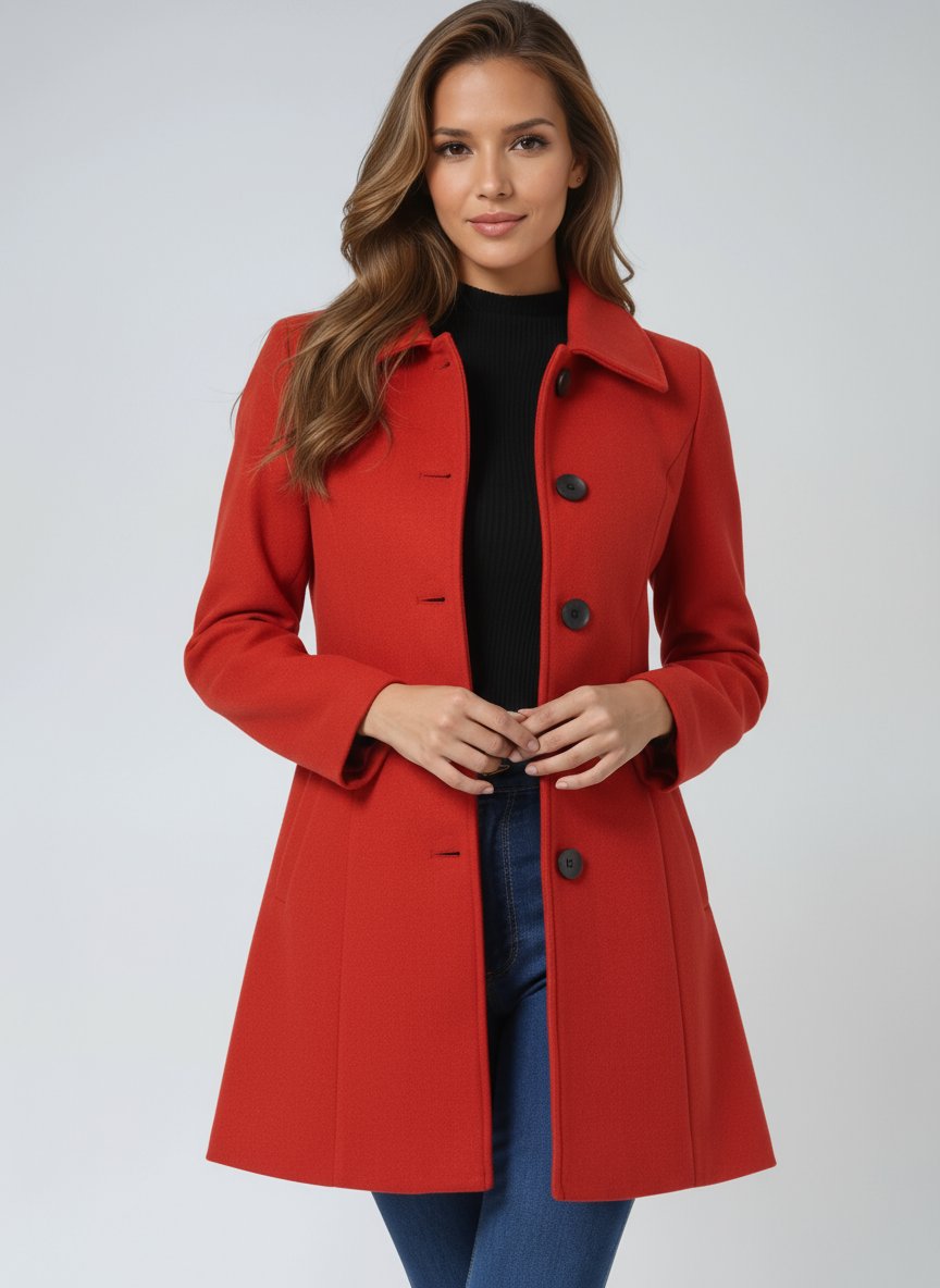 Luna Women's Winter Coat | Midi Length, Single-Breasted Structured Design 9