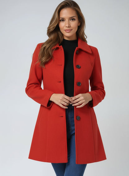 Luna Women's Winter Coat | Midi Length, Single-Breasted Structured Design 9