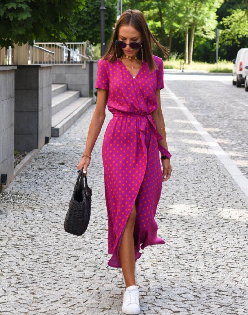 Phoebe Women's Midi Dress | Floral Cotton Wrap V-Neck Tie-Waist 2