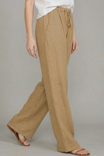 Rosie Women's Wide Leg Pants | Lightweight Linen-Style, Elastic Waist Drawstring 1