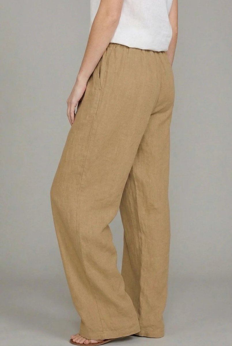Rosie Women's Wide Leg Pants | Lightweight Linen-Style, Elastic Waist Drawstring 2