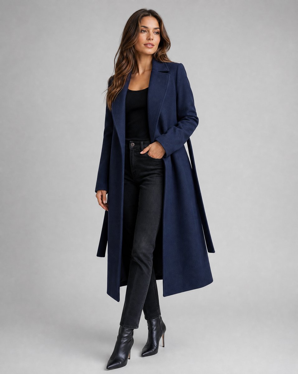 Sable Women's Long-Line Trench Coat | Wool-Blend Belted Overcoat 0