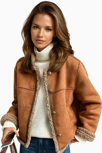 Scarlett Women's Cropped Jacket | Faux Shearling, Relaxed Fit 2