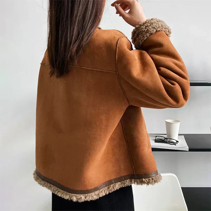 Scarlett Women's Cropped Jacket | Faux Shearling, Relaxed Fit 4