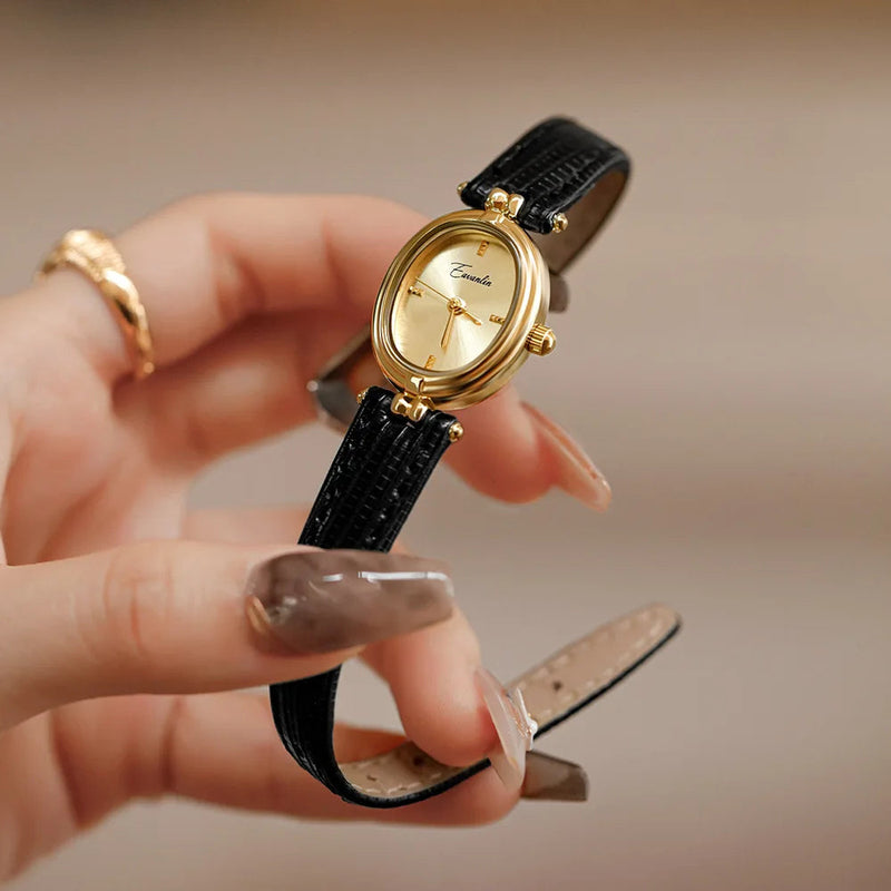 Sienna Women's Watch | Gold Dial, Leather Strap 0