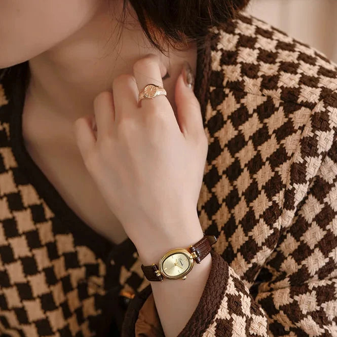 Sienna Women's Watch | Gold Dial, Leather Strap 3