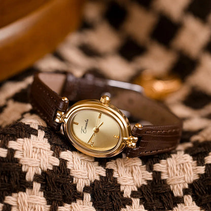 Sienna Women's Watch | Gold Dial, Leather Strap 6