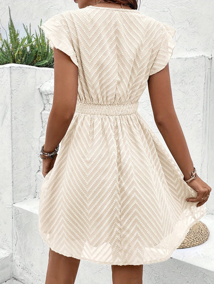 Sophie Women's Mini Dress | V-Neck Lace-Trim Cap-Sleeve Flared 3