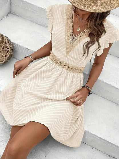 Sophie Women's Mini Dress | V-Neck Lace-Trim Cap-Sleeve Flared 4