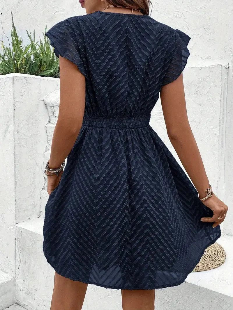 Sophie Women's Mini Dress | V-Neck Lace-Trim Cap-Sleeve Flared 5