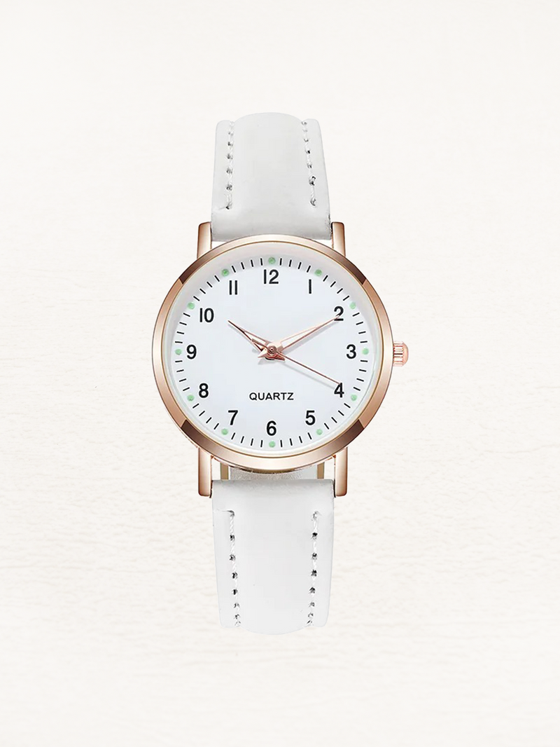 Valeria Women's Watch | Rose Gold Minimalist Design, Leather Strap 0