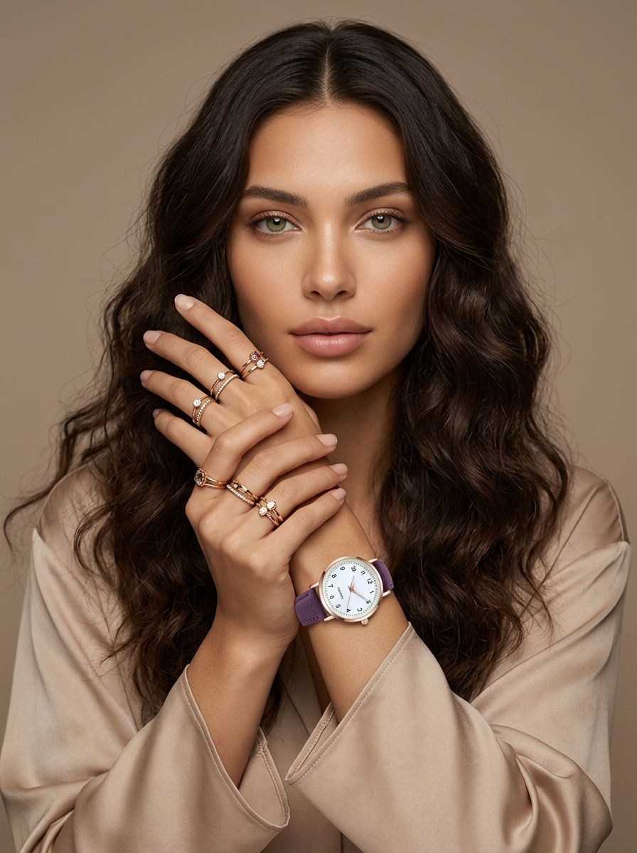 Valeria Women's Watch | Rose Gold Minimalist Design, Leather Strap 1