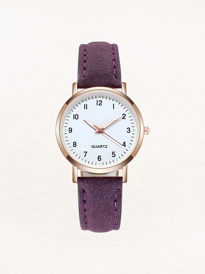 Valeria Women's Watch | Rose Gold Minimalist Design, Leather Strap 12