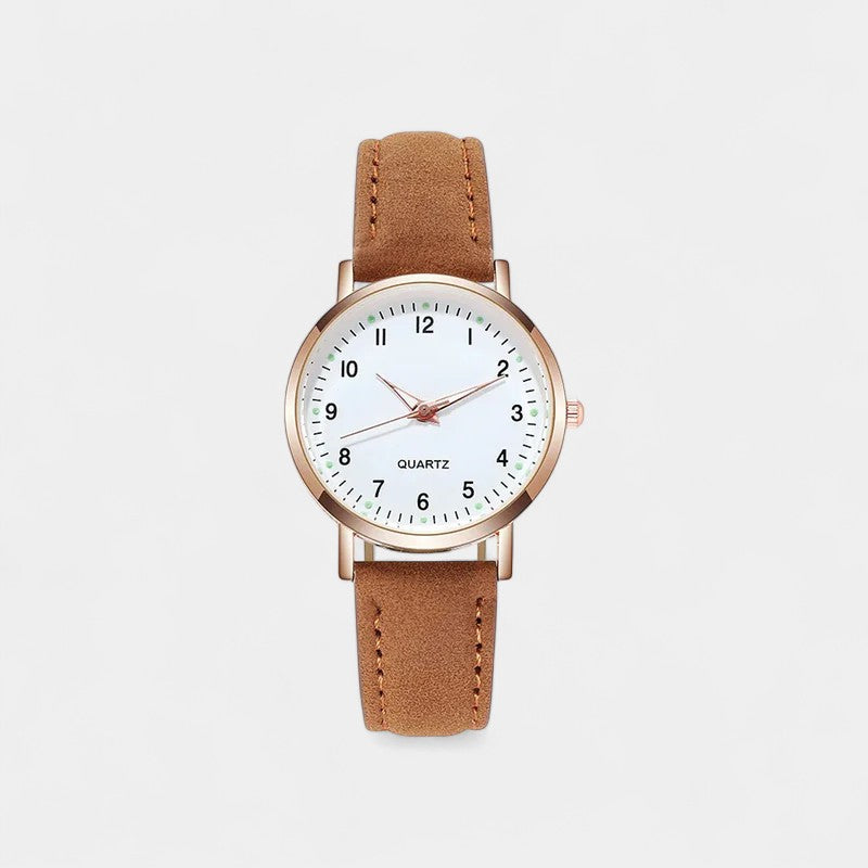 Valeria Women's Watch | Rose Gold Minimalist Design, Leather Strap 13