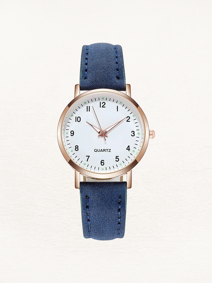 Valeria Women's Watch | Rose Gold Minimalist Design, Leather Strap 14