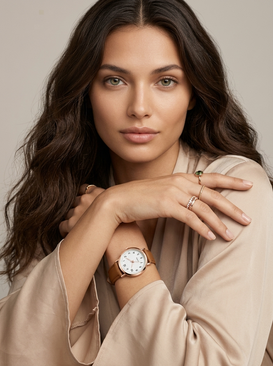 Valeria Women's Watch | Rose Gold Minimalist Design, Leather Strap 3