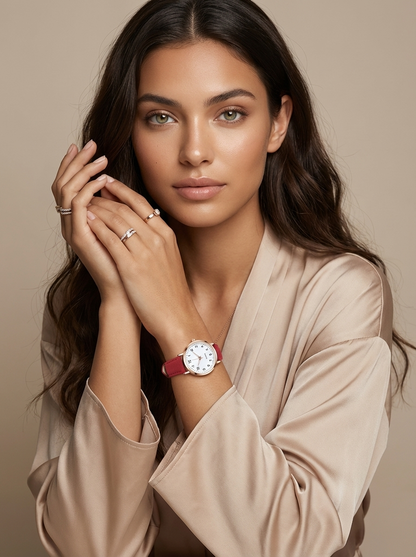 Valeria Women's Watch | Rose Gold Minimalist Design, Leather Strap 5