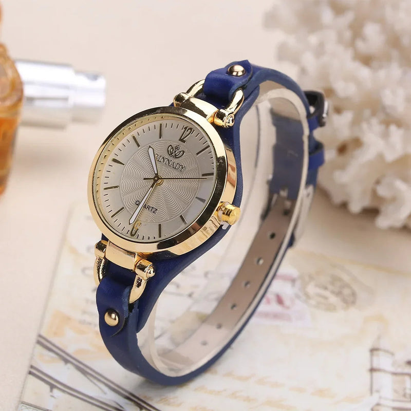 Vera Women's Watch | Vintage Gold Bezel, Vegan Leather Strap 1