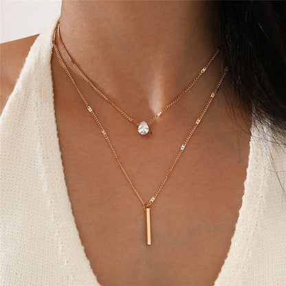 Vina Women's Necklace | Gold Pendant, Elegant Water Drop Design 0