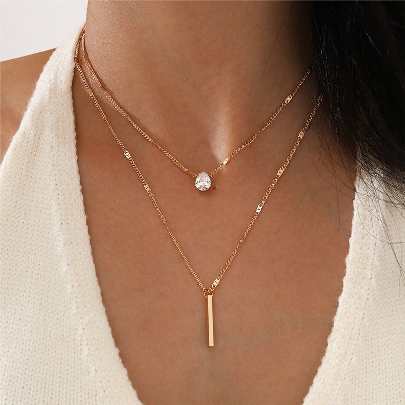 Vina Women's Necklace | Gold Pendant, Elegant Water Drop Design 2